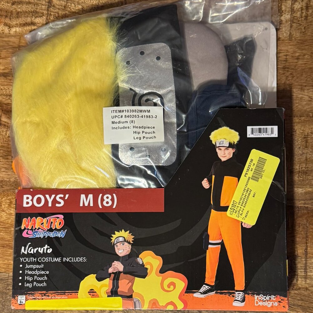 (BOYS' MED/8) NARUTO Child Costume Jumpsuit, leg & back hip pouches & headpiece - Picture 4 of 7
